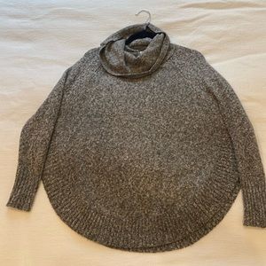 Cowl Neck Heather Brown Poncho Sweater